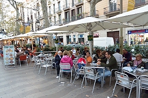 November 2, 2013<br>Upscale McDonalds in Barcelona.  Eating out of Styrofoam containers on La Rambla.